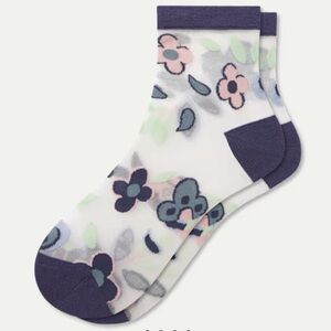 Bombas Women’s Sheer Quarter Socks in Navy Floral